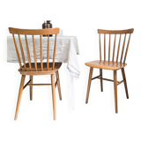 Lot de 2 chaises vintage Mid-Century à barreaux en bois design danois rétro