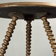 Midcentury wood turned barley twist side table with cork screw legs 1950s