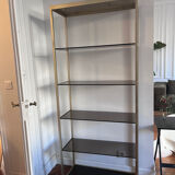 Vintage Ligne Roset Smoked Glass & Metal Shelving Unit (1980s) moo