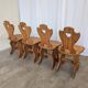 Vintage Alpine Wooden Chairs (Set of 4) Heart Cut-Out