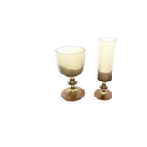 Ensemble de 8 verres fumés de biot — verre soufflé bouche, années 1970