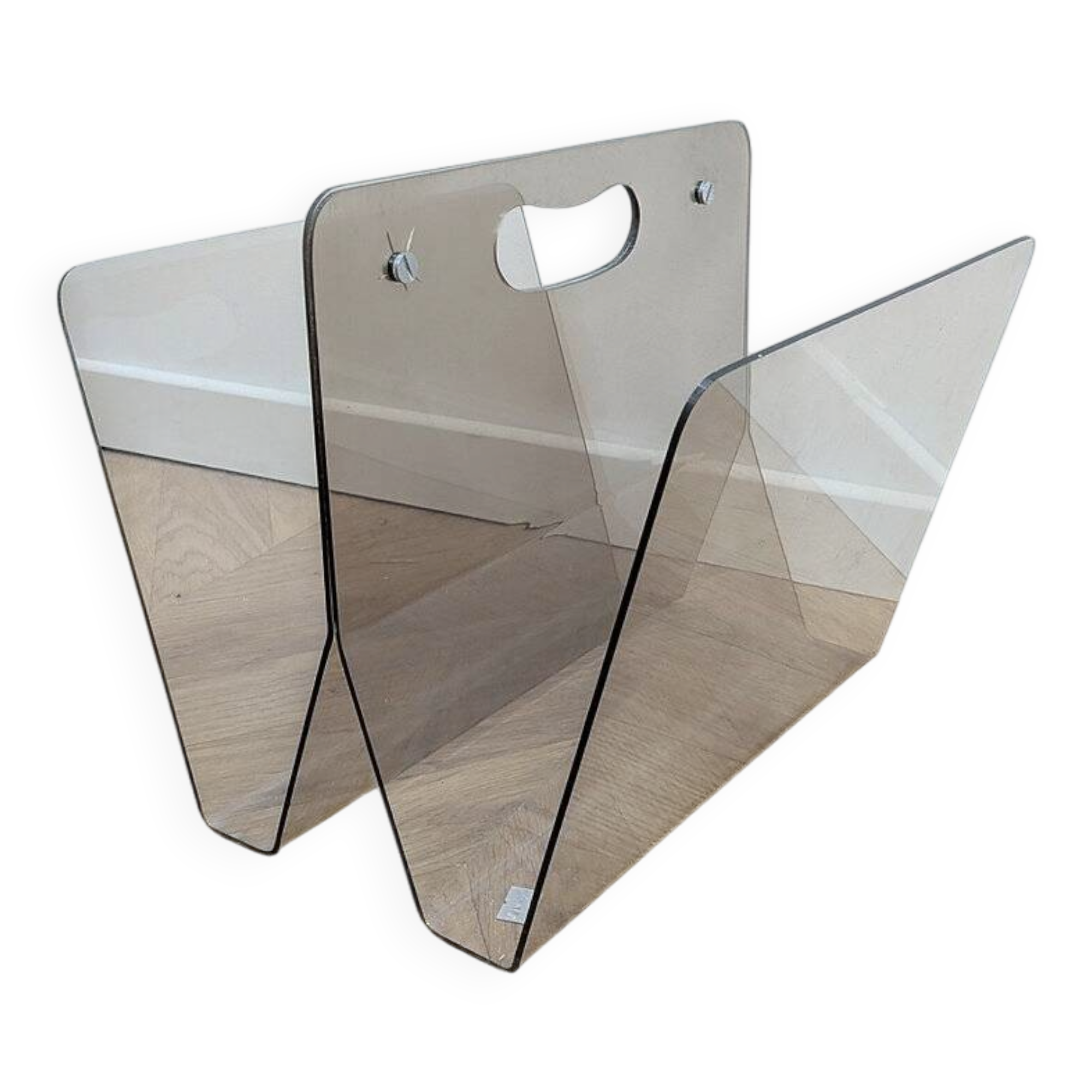 Vintage plexiglass magazine rack from the 70s.