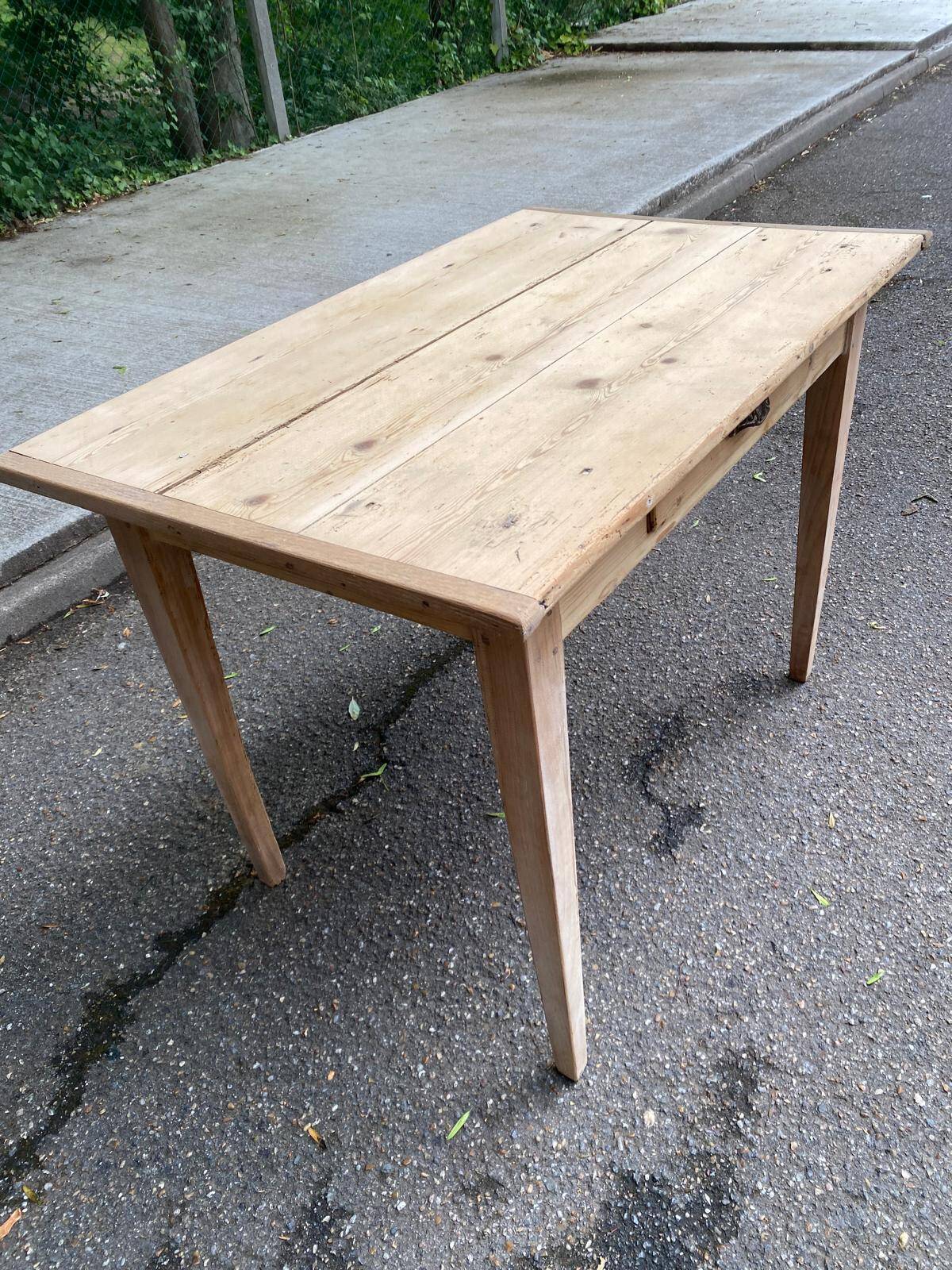 19th-century solid wood farmhouse table.