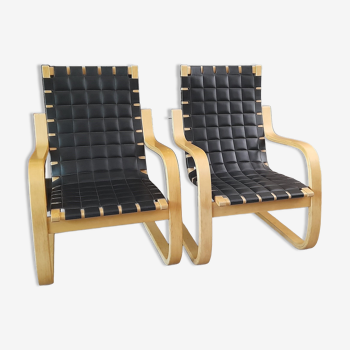 Armchairs 406 leather Alvar Aalto edition Artek