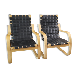 Armchairs 406 leather Alvar Aalto edition Artek