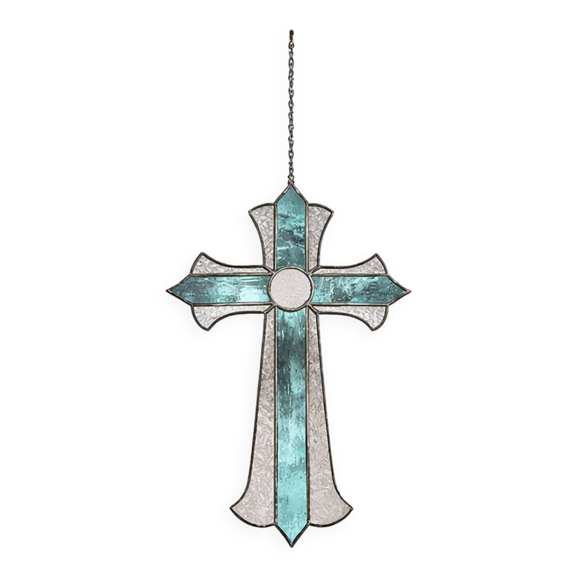 Croix en vitrail – Style Tiffany fait main, décoration murale