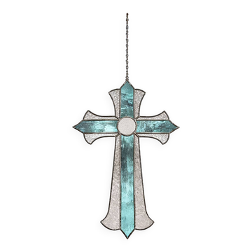 Croix en vitrail – Style Tiffany fait main, décoration murale