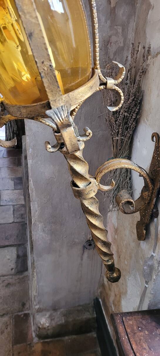 Pair of wrought iron torches