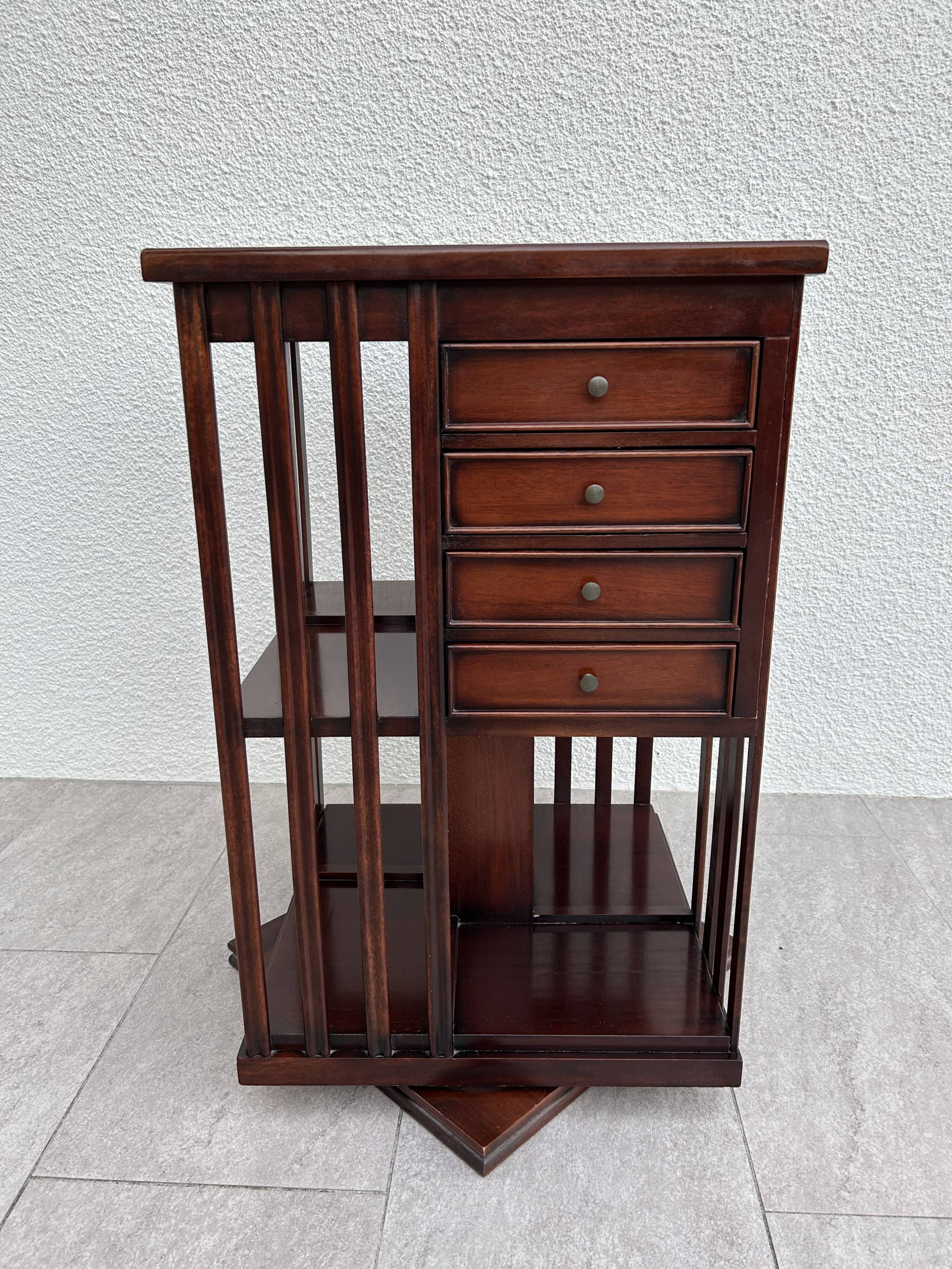 Mahogany rotating bookcase