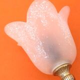 1970s Tulip table lamp Onyx stone and brass Tulip shaped lampshade