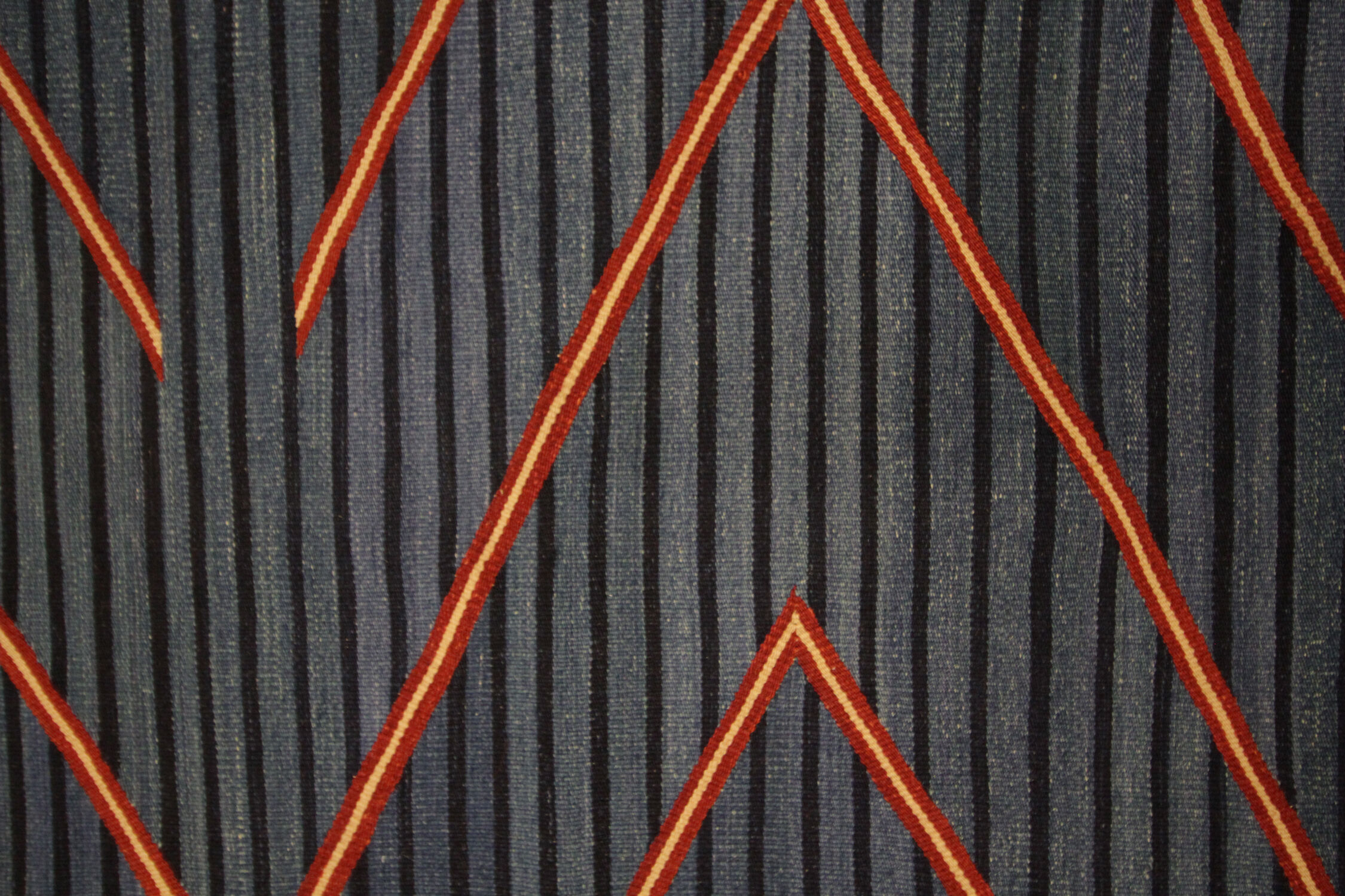 Modern geometric blue kilim rug handwoven flatwoven wool area rug- 122x183cm