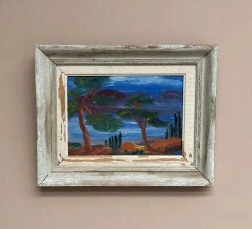Original Danish Oil on Panel “Forest Motif” by Ivan Joern, Vintage 35×45cm