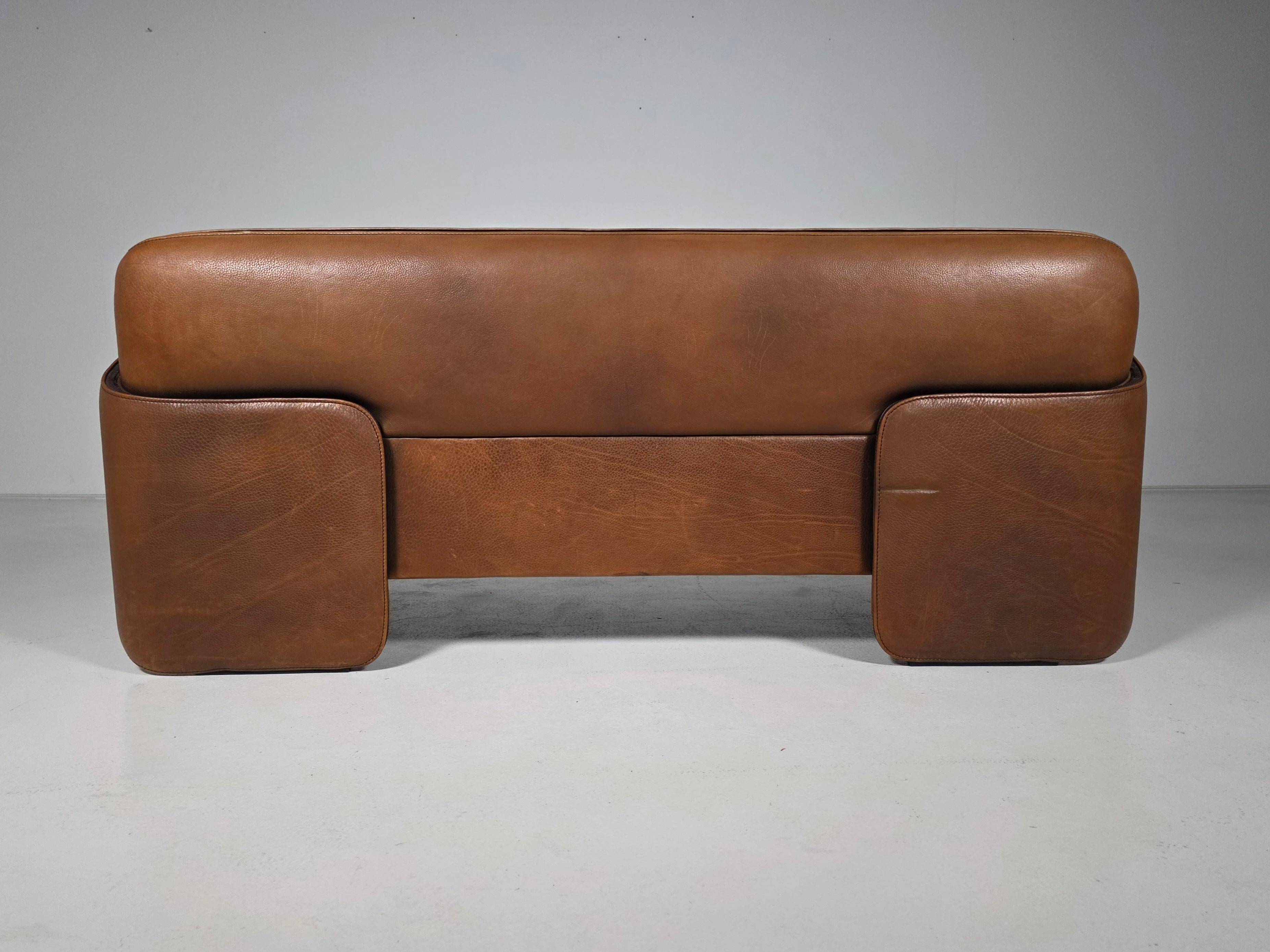 SDe Sede DS-125 Sofa by Gert Lange in cognac leather, Switzerland, 1980s