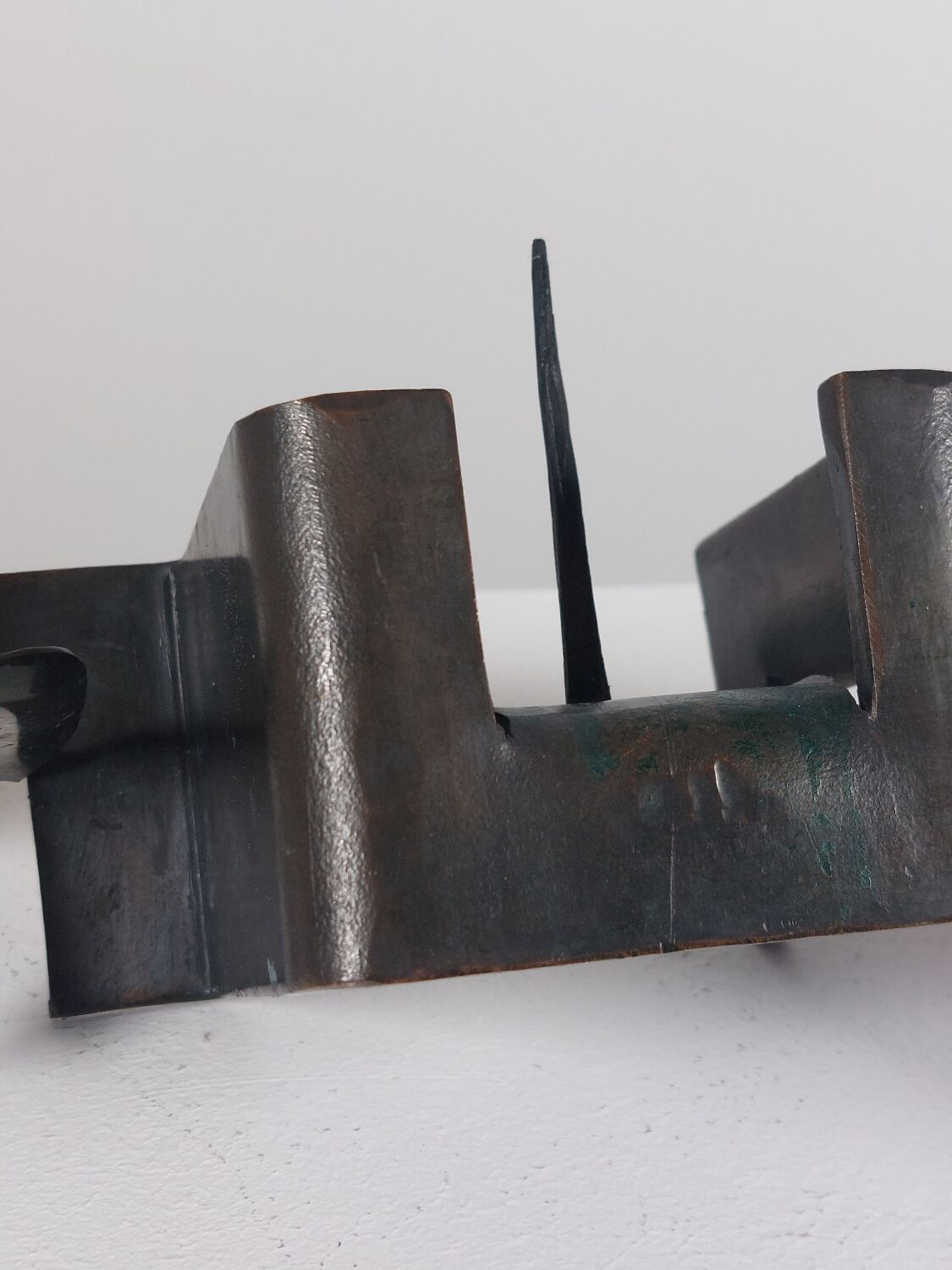 Vintage brutalist bronze candlestick by Wolfgang Bergmeister