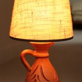 Ceramic lamp, beige lampshade, 60s