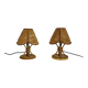 Pair of bamboo rattan caned lamps. Italy 1950s 1960s.