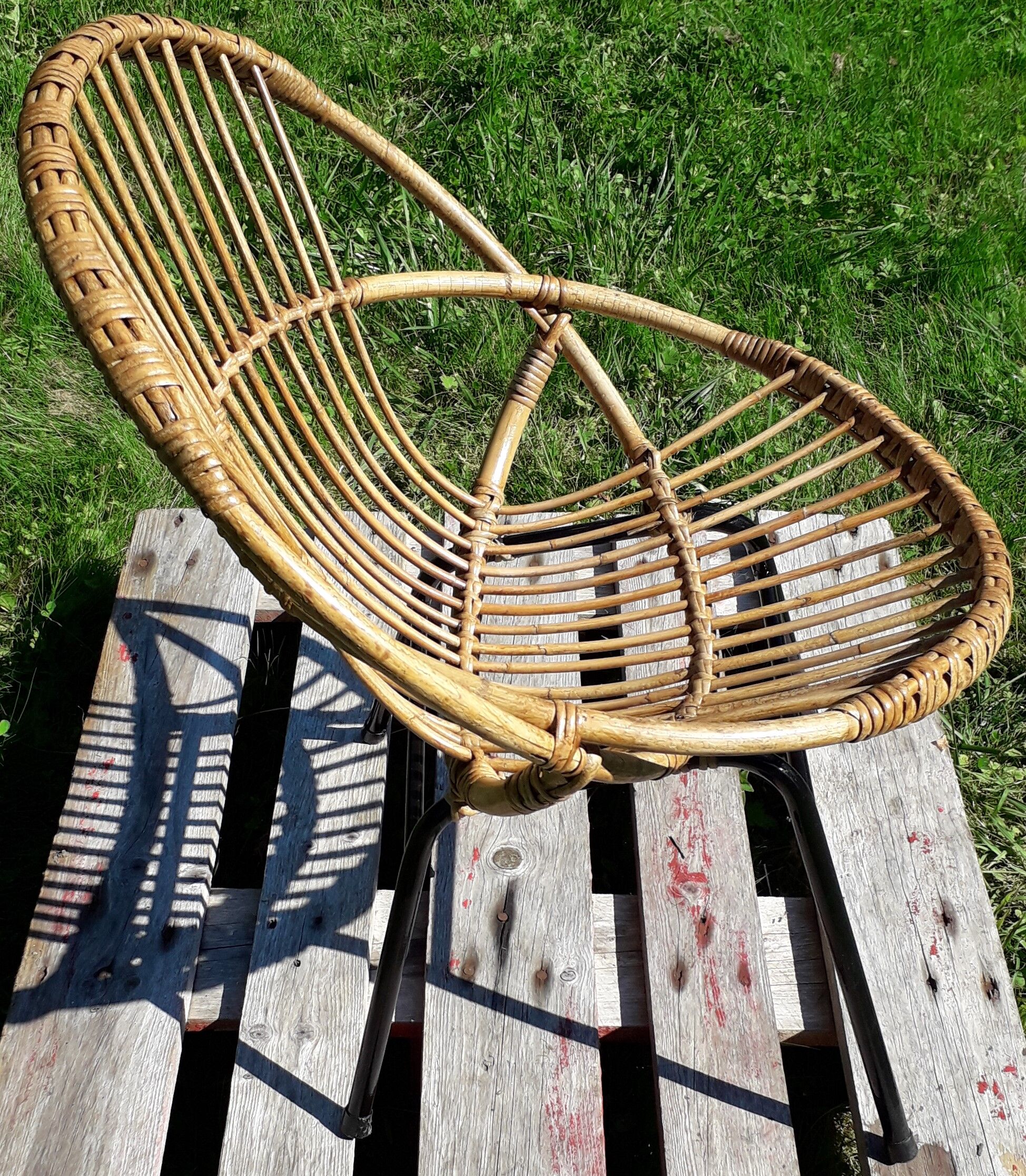 Fauteuil enfant en rotin vintage 60