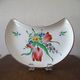 Faience plate KG LUNEVILLE "Street Lamp" crescent half-moon flowers