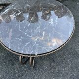 Coffee table in wrought iron and marble top
