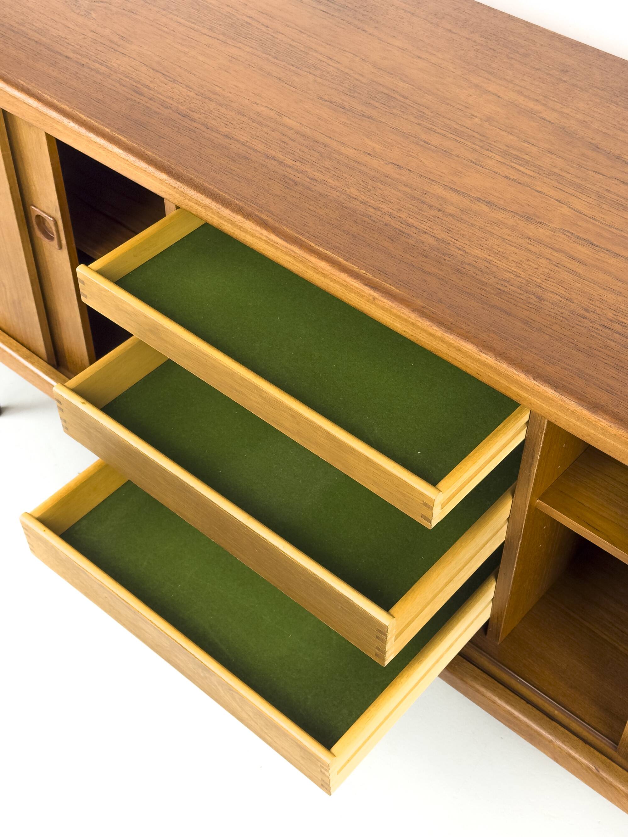 Vintage Teak Sideboard with Drawers and Sliding Doors, 1960s