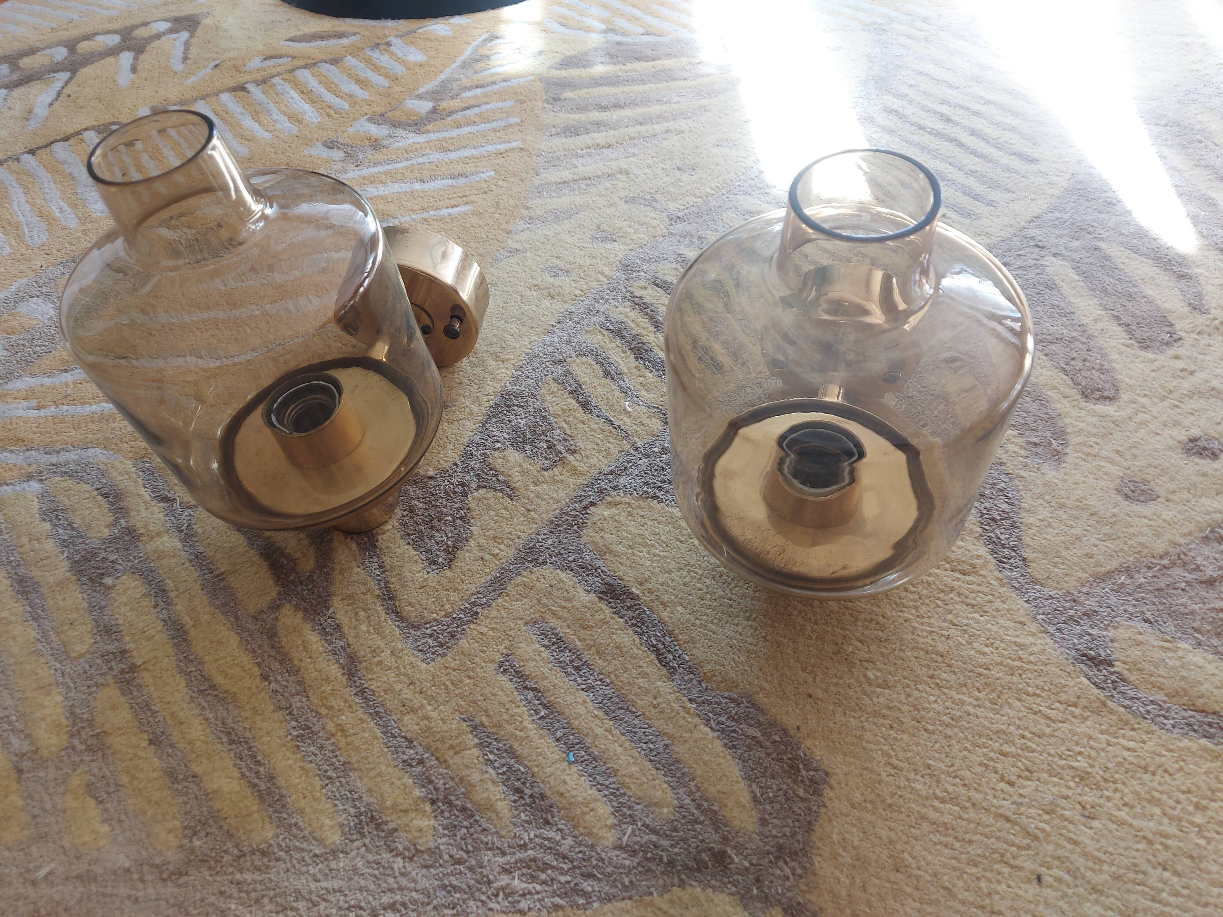 Pair of 60'S brass wall lamps, Hans Agne Jakobsson, model V212A