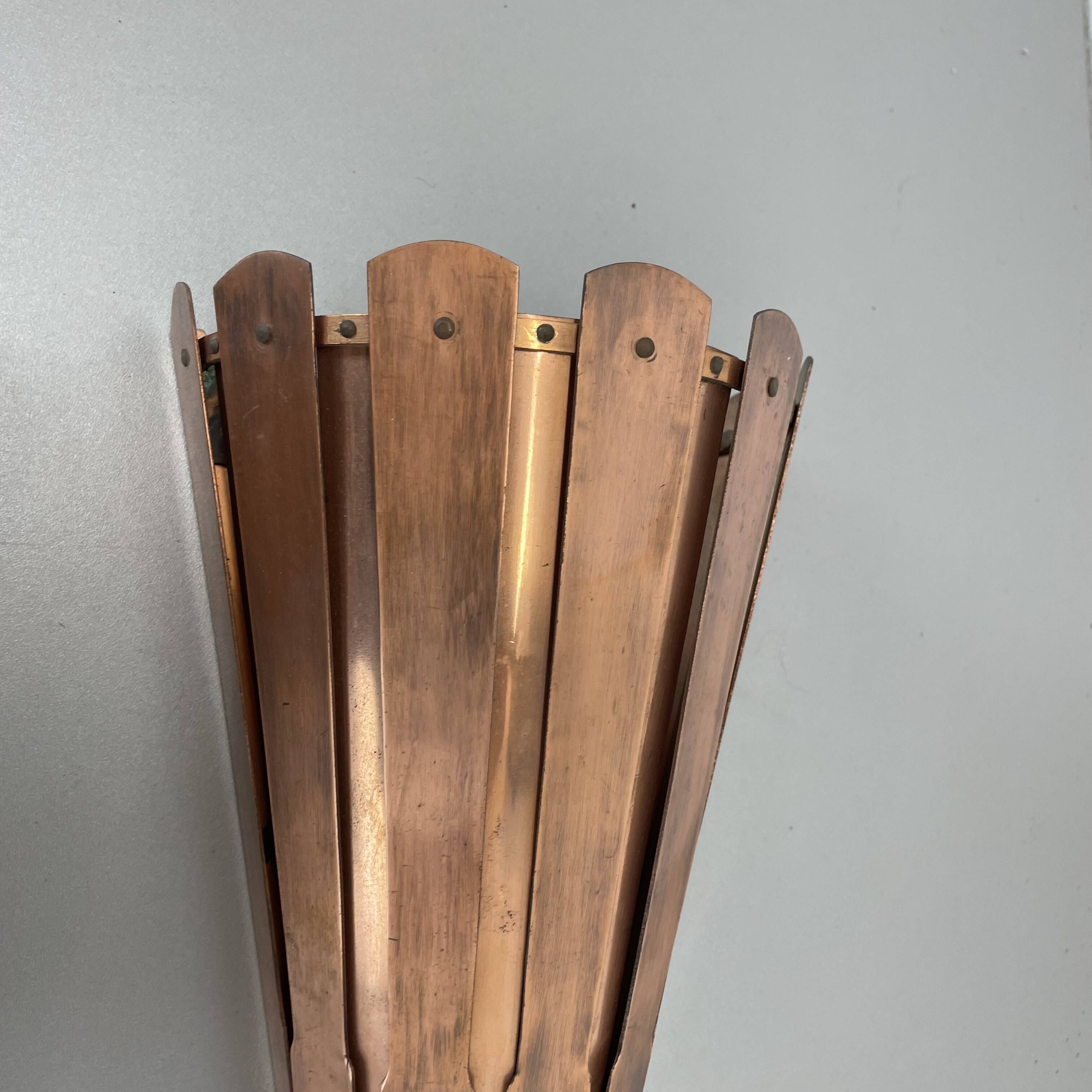 set of 2 copper 25cm Gio Ponti Style Theatre Wall Light Sconces, Italy 1950