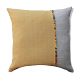 Yellow upcycled cushion "daffodil" - 50x50 cm -linen & hemp & canvas