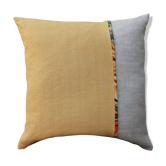 Coussin upcyclé « le jonquille » jaune - 50x50 cm -lin & chanvre & canevas