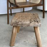 Small side table or stool in four-legged blond teak H:30 L43 l30