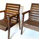 Paire de fauteuils à lattes en chene 1950