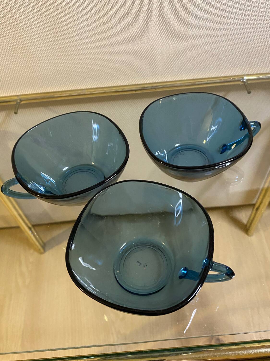 70s transparent blue coffee cups