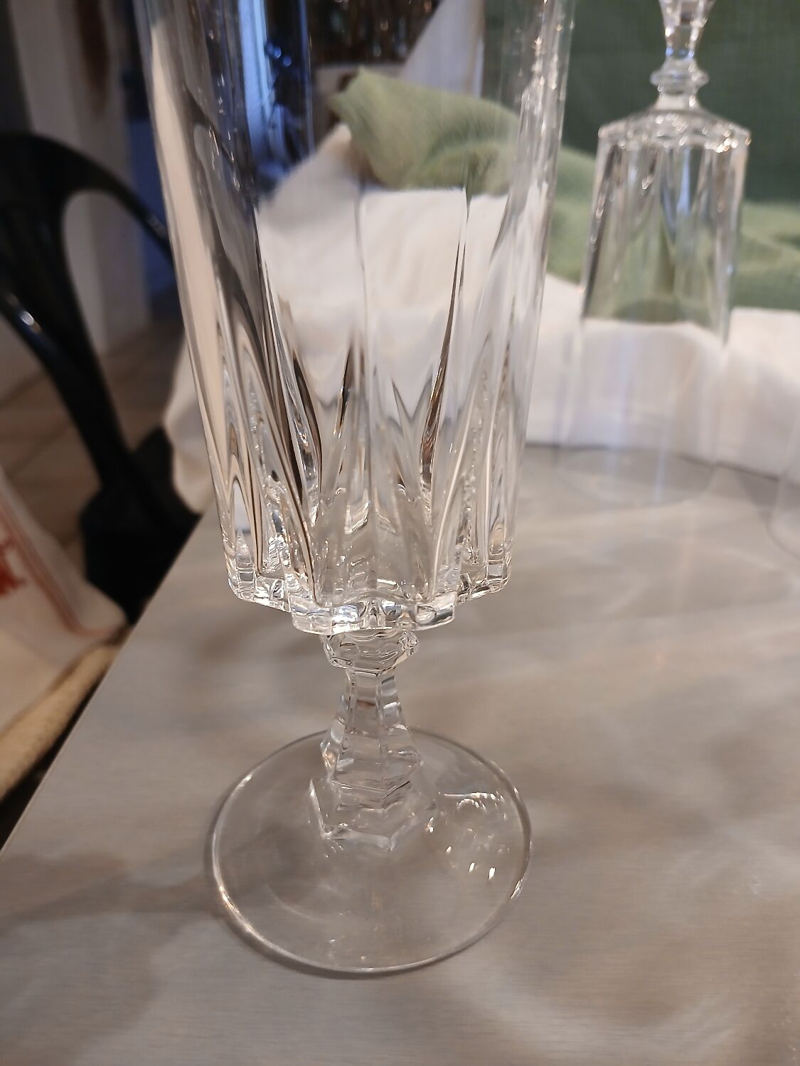 5 antique crystal flutes