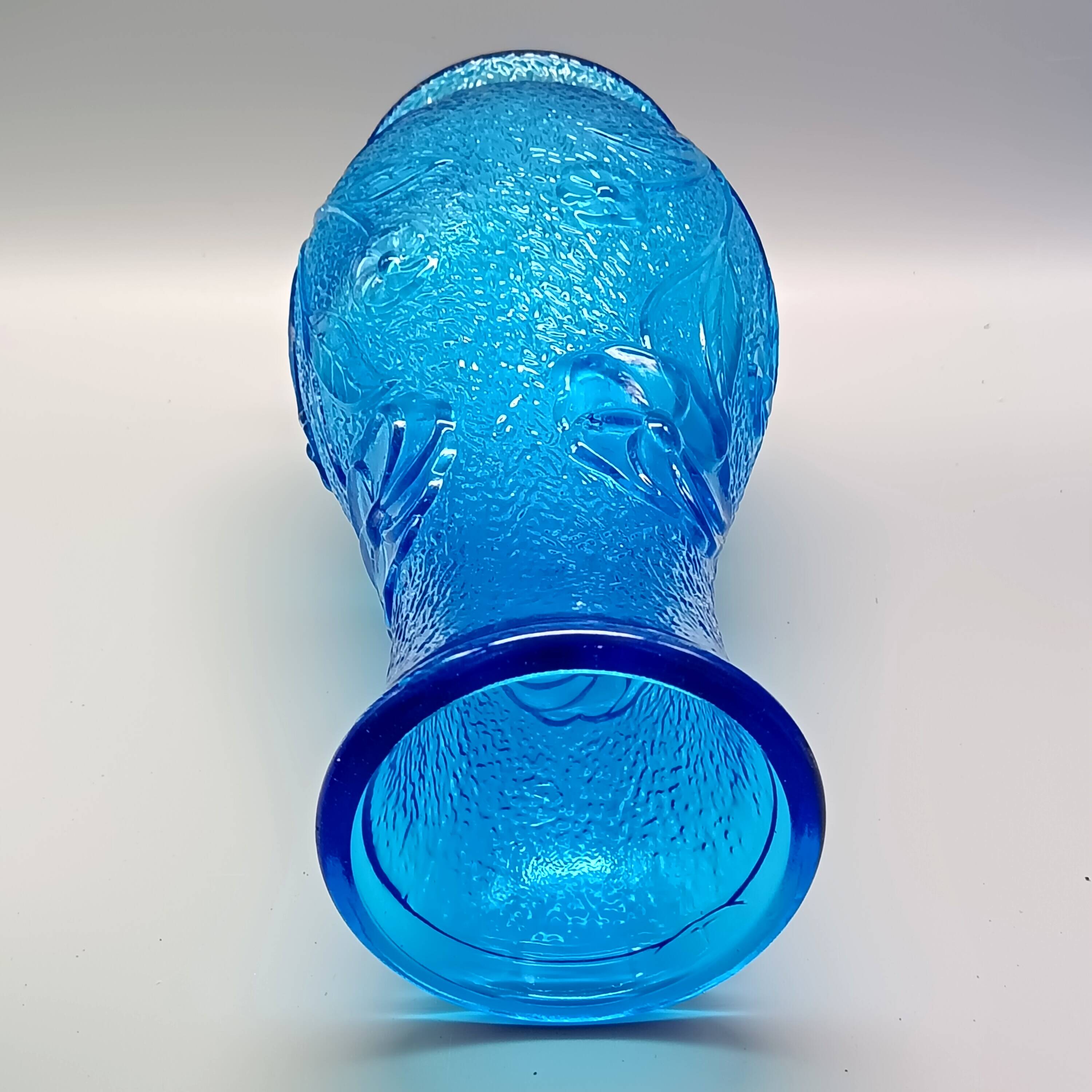 Pair of large vintage blue glass vases, constantin italy