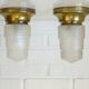 Original Art Deco Brass Sconces Pair of Ceiling Lights Antique  1920 / 1930