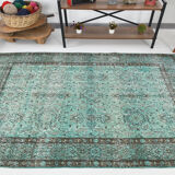 5x7 Handknotted Wool Floral Vintage Tapis Rugs 227x145Cm