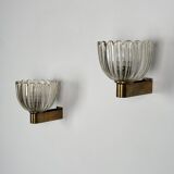 Pair of Murano glass wall sconces by E. Barovier, Italy 1940
