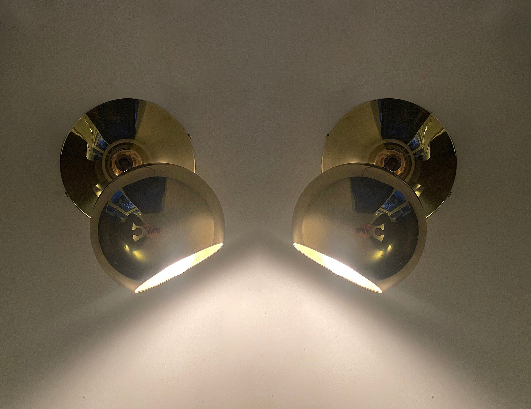 Pair Vintage Spot Wall Lamp, 60s. Brass Globe