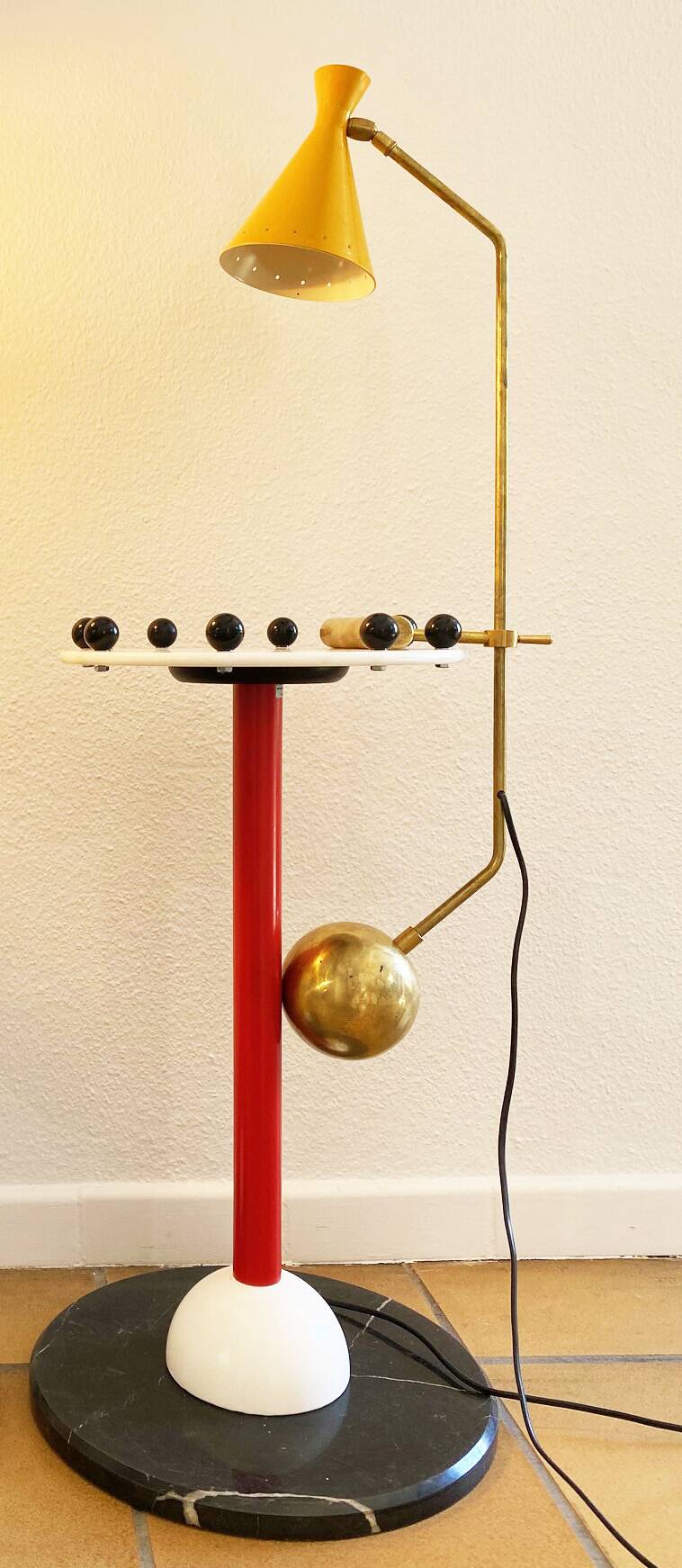 Large Italian brass counterweight lamp, 50s design