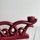 Bougeoir vintage en céramique rouge