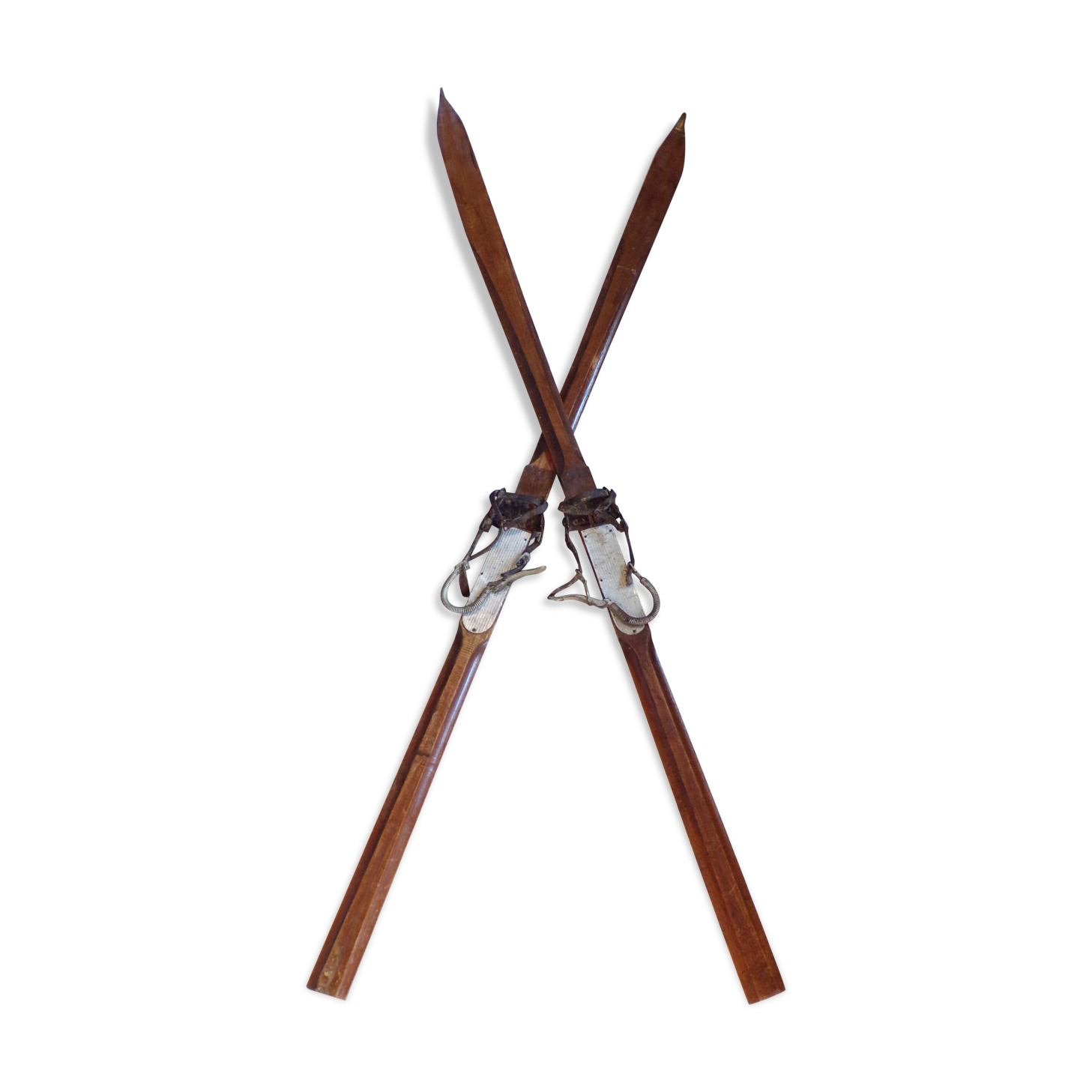 Pair of vintage wooden skis
