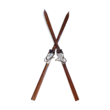 Pair of vintage wooden skis
