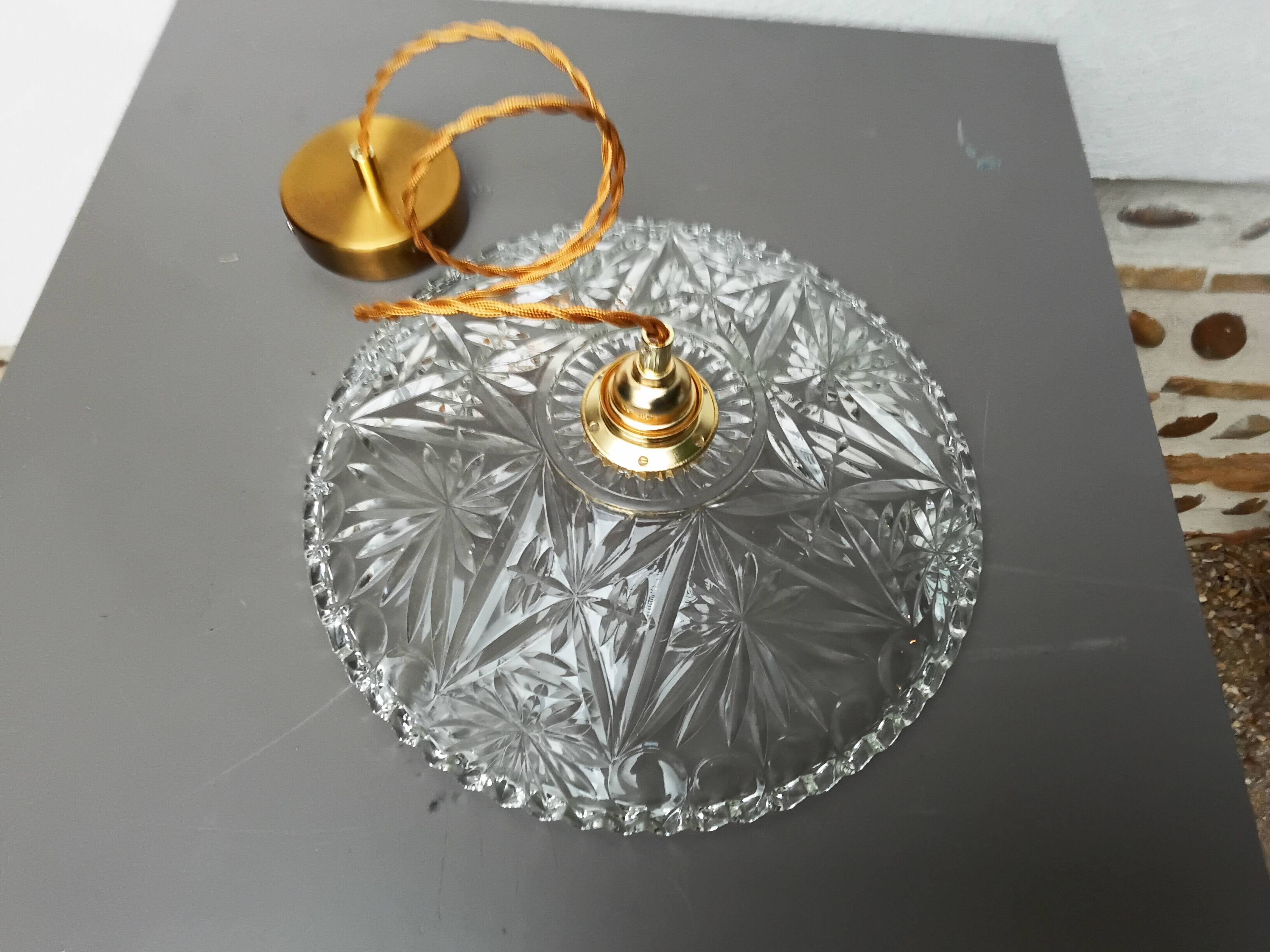 Vintage chiseled glass pendant light