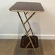 Mahogany and gold metal stool in faux-bamboo style.