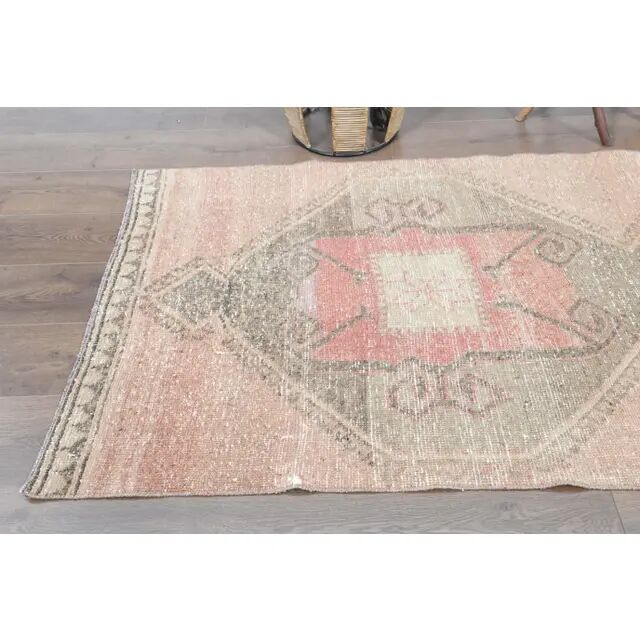 1970s Turkish Oushak Handmade Wool Cotton Orange Runner Rug 98x346