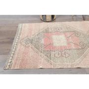 1970s Turkish Oushak Handmade Wool Cotton Orange Runner Rug 98x346