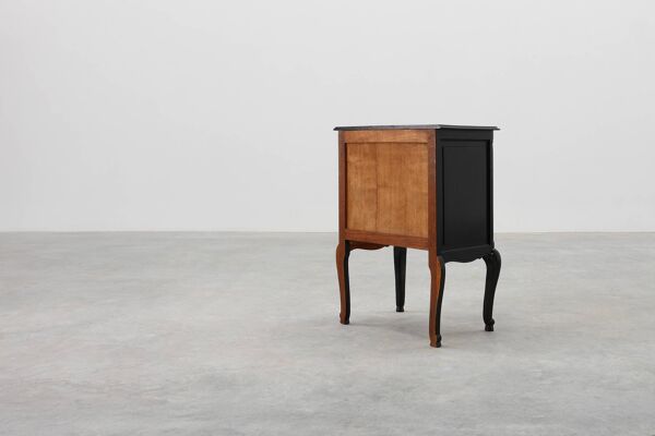 Commode de style Louis XV en chêne laqué noir, France, années 1950