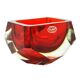 Murano basket, modernism, red glass, designed by F. Poli, Italy, 1950s