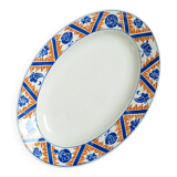 Oval plate Moulin des Loups Canada blue and orange, 1920-40