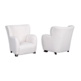 Pair of white boucle danish mid-century armchairs