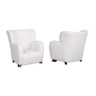 Paire de fauteuils blancs bouclés danois, milieu de siècle